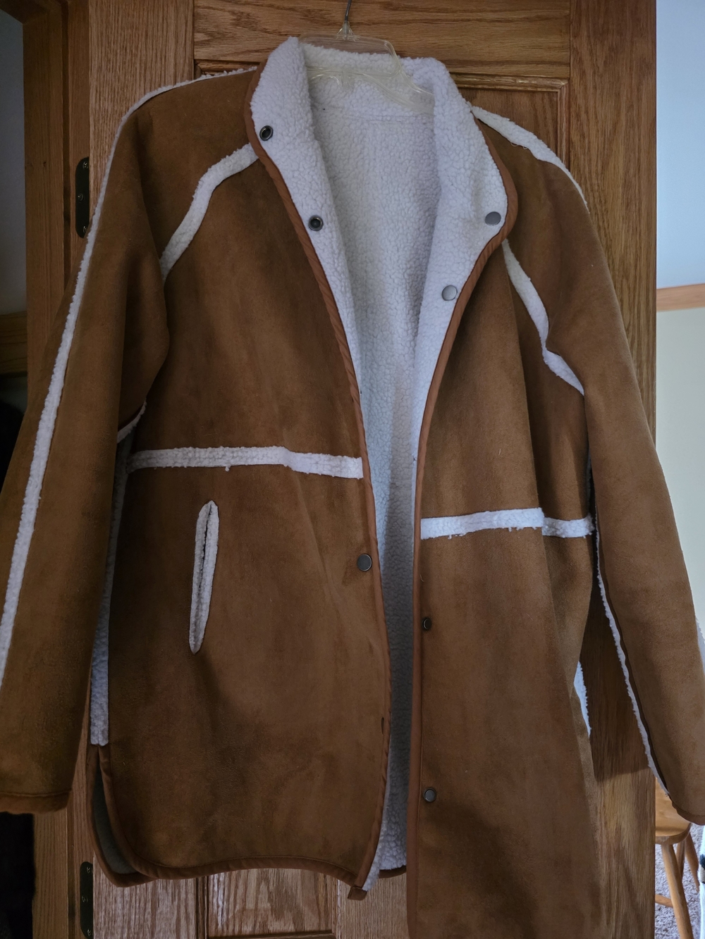 Men's Brown Shearling-Lined Suede Jacket